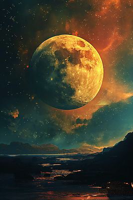 JPG 구름 편집이미지 호수 백그라운드 밤하늘 사람없음 황혼 달 혼합 신비 디지털합성 편집소스 산맥 편집실사 AI컴퓨터그래픽 AI콘텐츠 자연요소 컨셉 하늘 산 일몰 야간 CG 파일형식