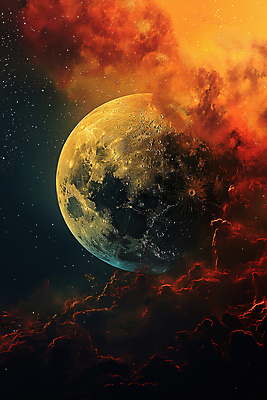 JPG 편집이미지 백그라운드 밤하늘 사람없음 황혼 달 혼합 신비 디지털합성 편집소스 산맥 편집실사 AI컴퓨터그래픽 AI콘텐츠 자연요소 컨셉 하늘 산 일몰 야간 CG 파일형식