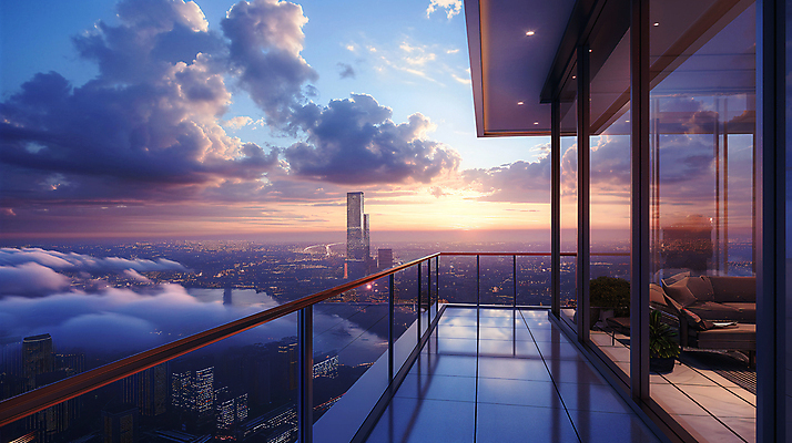 JPG 구름 편집이미지 현대건축 하늘 풍경 사람없음 햇빛 고층빌딩 일몰 발코니 도시 고급 디지털합성 편집소스 편집실사 AI포토 AI콘텐츠 자연요소 건축 컨셉 빌딩 태양 노을 CG 파일형식