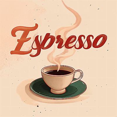 JPG 커피 백그라운드 일러스트 캘리그라피 따뜻함 사람없음 빈티지 연기 커피잔 컵받침 디지털합성 복고 에스프레소 따뜻한음료 편집소스 국내일러스트 AI일러스트 AI콘텐츠 음료 컨셉 잔 받침대 파일형식