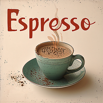 JPG 커피 백그라운드 일러스트 캘리그라피 따뜻함 사람없음 빈티지 연기 커피잔 컵받침 디지털합성 복고 에스프레소 따뜻한음료 편집소스 국내일러스트 AI일러스트 AI콘텐츠 음료 컨셉 잔 받침대 파일형식
