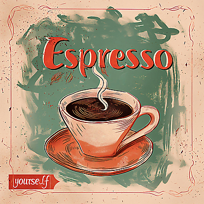 JPG 커피 백그라운드 일러스트 캘리그라피 따뜻함 사람없음 빈티지 연기 커피잔 컵받침 디지털합성 복고 에스프레소 따뜻한음료 편집소스 국내일러스트 AI일러스트 AI콘텐츠 음료 컨셉 잔 받침대 파일형식