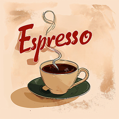 JPG 커피 백그라운드 일러스트 캘리그라피 따뜻함 사람없음 빈티지 연기 커피잔 컵받침 디지털합성 복고 에스프레소 따뜻한음료 편집소스 국내일러스트 AI일러스트 AI콘텐츠 음료 컨셉 잔 받침대 파일형식