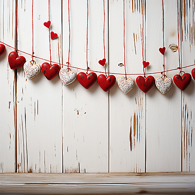 JPG 편집이미지 백그라운드 발렌타인데이 사랑 사람없음 목재 나뭇결 장식 하트 끈 빈티지 디지털합성 수공예 가랜드 편집소스 편집실사 AI포토 AI콘텐츠 모양 나무 감정 컨셉 재료 데이이벤트 공예 CG 파티용품 파일형식