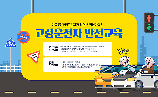 PSD 편집이미지 여자 할아버지 노년 남자 도로 할머니 자동차 상반신 타이포그라피 두명 운전 표지판 신호등 충돌 교통사고 사건 안전교육 노인만 고령운전 이미지편집 문자 교육 길 육상교통 교통시설 모션 알림판 안전 사람 성인 성인만 파일형식