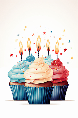 PSD 별 일러스트 초 촛불 수채화 사람없음 케이크 축하 달콤 컵케이크 생크림 국내일러스트 자연요소 컨셉 디저트 맛 크림 파일형식