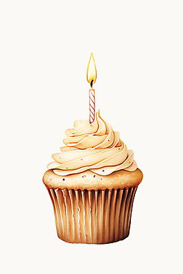 PSD 일러스트 초 촛불 수채화 사람없음 케이크 축하 달콤 컵케이크 생크림 베이지색 국내일러스트 컬러 컨셉 디저트 맛 크림 파일형식