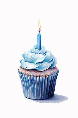 PSD 일러스트 초 촛불 수채화 사람없음 파란색 케이크 축하 달콤 컵케이크 생크림 국내일러스트 컬러 컨셉 디저트 맛 크림 파일형식