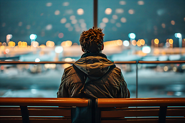 JPG 편집이미지 남자 여행 벤치 창문 한명 앉기 상반신 성인 뒷모습 기다림 공항 보케 성인남자한명만 편집실사 AI인물포토 AI콘텐츠 1 뷰포인트 의자 교통시설 모션 사람 CG 남자한명만 성인남자만 파일형식 AI포토