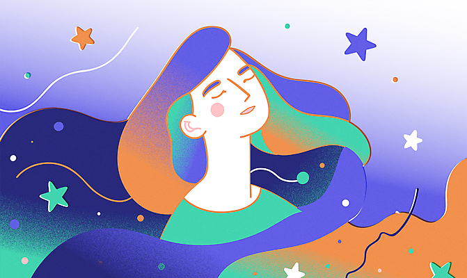 여자 별 일러스트 한명 상반신 성인 눈감음 보라색 잠 야간 라인아트 명상 감성 숙면 성인여자한명만 국내일러스트 AI파일 자연요소 1 선 컬러 컨셉 모션 사람 여자한명만 성인여자만 파일형식 벡터