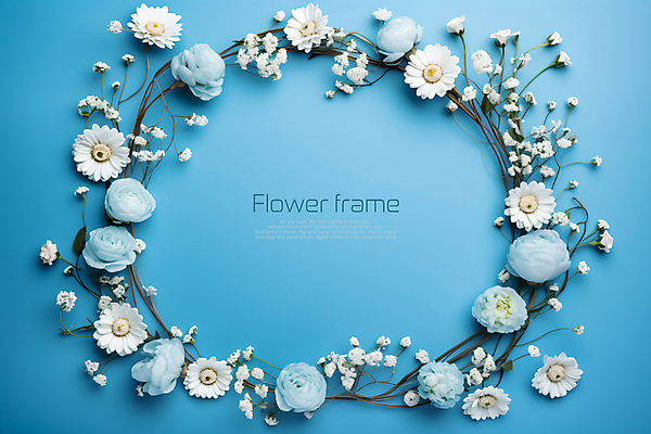 PSD 편집이미지 꽃 프레임 타이포그라피 사람없음 파란색 봄 카피스페이스 이미지편집 식물 문자 계절 컬러 공백 파일형식