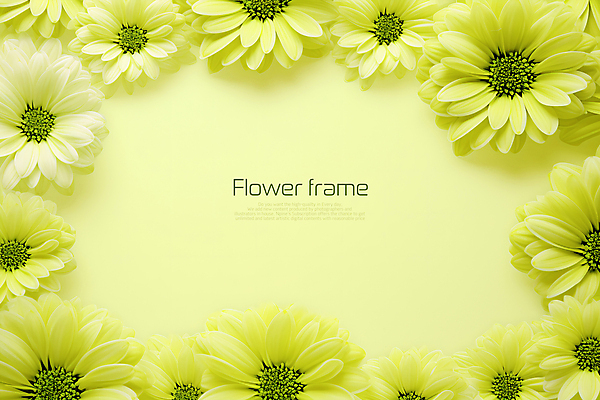 PSD 편집이미지 꽃 프레임 타이포그라피 사람없음 연두색 봄 카피스페이스 이미지편집 식물 문자 계절 초록색 공백 파일형식