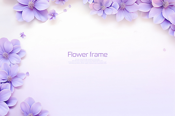 PSD 편집이미지 꽃 프레임 타이포그라피 사람없음 보라색 봄 카피스페이스 이미지편집 식물 문자 계절 컬러 공백 파일형식