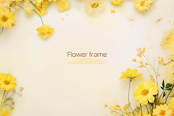 PSD 편집이미지 꽃 프레임 타이포그라피 사람없음 노란색 봄 카피스페이스 이미지편집 식물 문자 계절 컬러 공백 파일형식