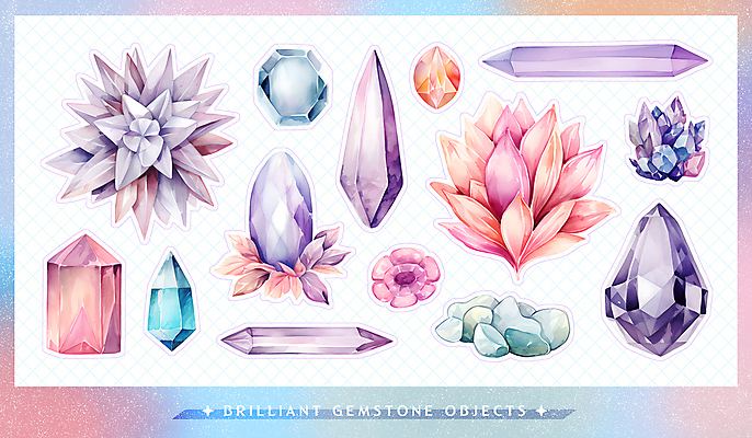 PSD 스티커 일러스트 사람없음 세트 컬러풀 신비 보석 오브젝트 광택 보물 엘리먼트 국내일러스트 컬러 컨셉 광석 파일형식