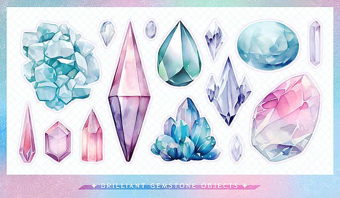PSD 스티커 일러스트 사람없음 세트 컬러풀 신비 보석 오브젝트 광택 보물 엘리먼트 국내일러스트 컬러 컨셉 광석 파일형식