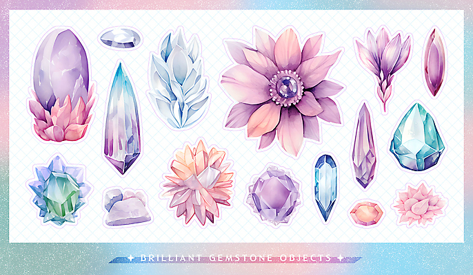 PSD 스티커 일러스트 사람없음 세트 컬러풀 신비 보석 오브젝트 광택 보물 엘리먼트 국내일러스트 컬러 컨셉 광석 파일형식