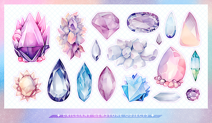 PSD 스티커 일러스트 사람없음 세트 컬러풀 신비 보석 오브젝트 광택 보물 엘리먼트 국내일러스트 컬러 컨셉 광석 파일형식