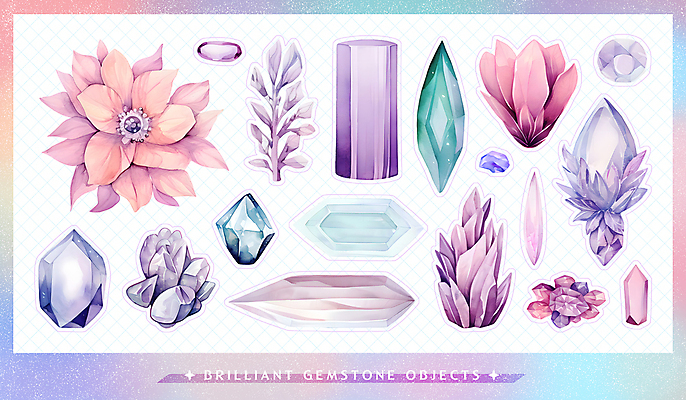 PSD 스티커 일러스트 사람없음 세트 컬러풀 신비 보석 오브젝트 광택 보물 엘리먼트 국내일러스트 컬러 컨셉 광석 파일형식