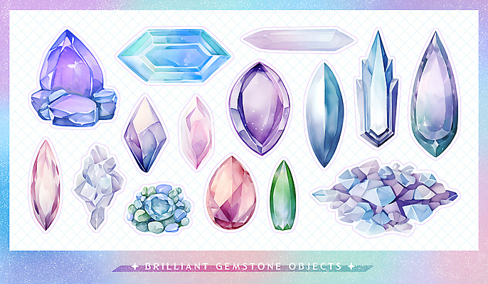 PSD 스티커 일러스트 사람없음 세트 컬러풀 신비 보석 오브젝트 광택 보물 엘리먼트 국내일러스트 컬러 컨셉 광석 파일형식