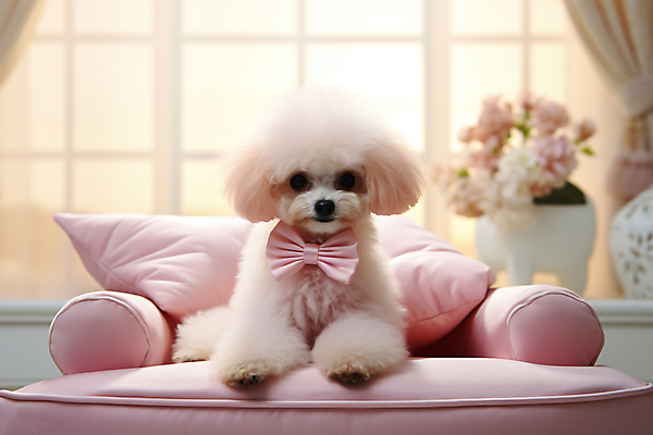 JPG 동물 편집이미지 한마리 꽃 리본 화분 반려견 엎드리기 분홍색 쿠션 창문 사람없음 반려동물 소파 귀여움 강아지 디지털합성 푸들 편집실사 AI포토 AI콘텐츠 식물 1 컬러 컨셉 의자 모션 개 CG 파일형식