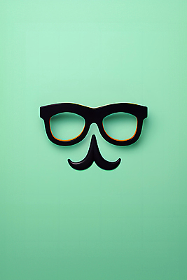 JPG 편집이미지 안경 백그라운드 수염 사람없음 검은색 콧수염 오브젝트 민트색 편집실사 AI포토 AI콘텐츠 잡화 컬러 CG 파일형식