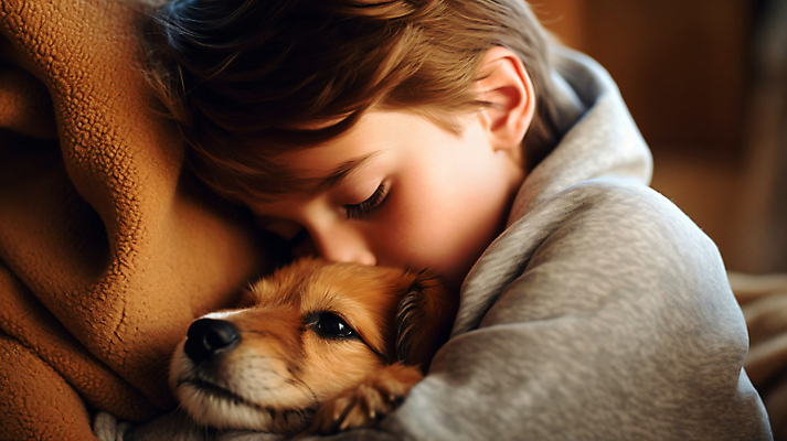 JPG 편집이미지 한마리 남자 행복 반려견 어린이 포옹 사랑 한명 소년 상반신 옆모습 반려동물 눈감음 강아지 디지털합성 힐링 소년한명만 편집실사 AI인물포토 AI콘텐츠 동물 1 감정 뷰포인트 안기 모션 사람 개 CG 남자한명만 소년만 파일형식 AI포토