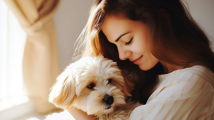 JPG 편집이미지 한마리 여자 행복 반려견 포옹 사랑 한명 상반신 성인 옆모습 반려동물 눈감음 커튼 강아지 디지털합성 힐링 성인여자한명만 편집실사 AI인물포토 AI콘텐츠 동물 1 감정 뷰포인트 안기 모션 사람 개 CG 여자한명만 성인여자만 파일형식 AI포토