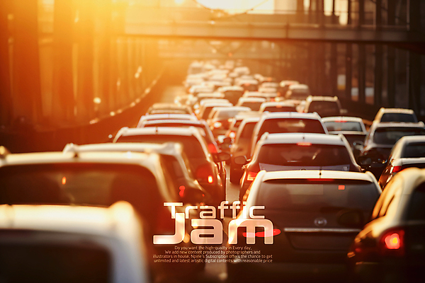 PSD 편집이미지 도로 자동차 사람없음 노을 러시아워 이미지편집 자연요소 길 육상교통 교통 교통시설 파일형식