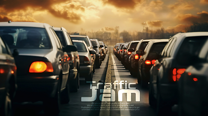 PSD 편집이미지 도로 자동차 사람없음 노을 러시아워 이미지편집 자연요소 길 육상교통 교통 교통시설 파일형식