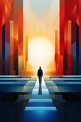 JPG 전신 남자 실루엣 백그라운드 일러스트 추상 한명 성인 계단 정상 성인남자한명만 국내일러스트 AI일러스트 AI콘텐츠 1 무늬 촬영기법 사람 남자한명만 성인남자만 파일형식