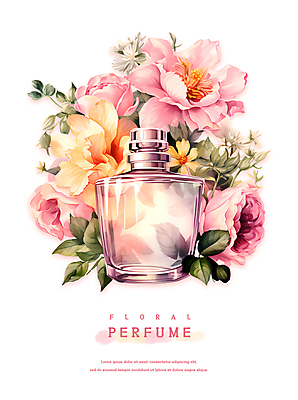 PSD 식물 꽃 분홍색 일러스트 유리병 수채화 사람없음 화장품 분위기 향수 감성 향수병 국내일러스트 컬러 컨셉 병_용기 뷰티 병_담는 파일형식