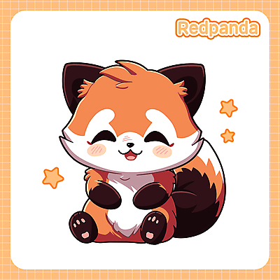 한마리 동물캐릭터 일러스트 앉기 사람없음 귀여움 레서판다 일러캐릭터 AI파일 동물 캐릭터 1 컨셉 포유류 모션 파일형식 벡터