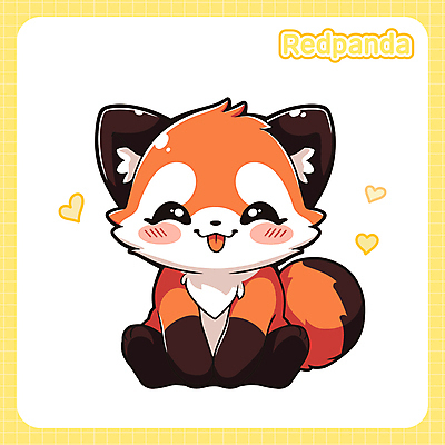 한마리 동물캐릭터 일러스트 앉기 사람없음 귀여움 레서판다 일러캐릭터 AI파일 동물 캐릭터 1 컨셉 포유류 모션 파일형식 벡터