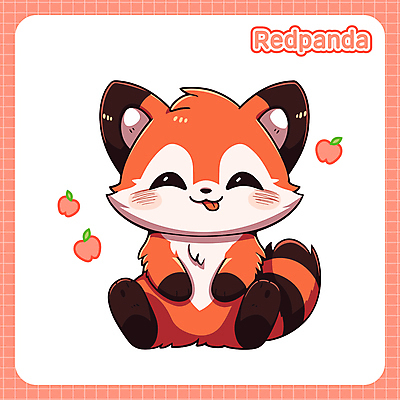 한마리 동물캐릭터 일러스트 앉기 사람없음 귀여움 레서판다 일러캐릭터 AI파일 동물 캐릭터 1 컨셉 포유류 모션 파일형식 벡터