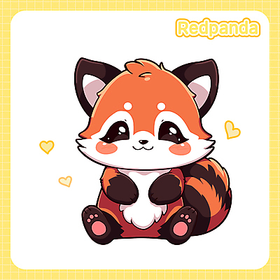 한마리 동물캐릭터 일러스트 앉기 사람없음 귀여움 레서판다 일러캐릭터 AI파일 동물 캐릭터 1 컨셉 포유류 모션 파일형식 벡터