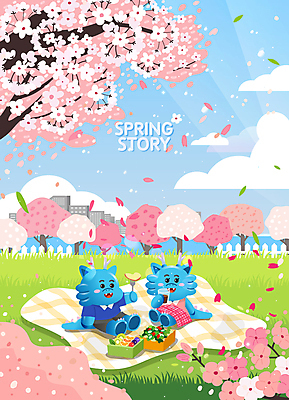 구름 꽃잎 일러스트 하늘 바람 앉기 잔디 초원 사람없음 소풍 봄 벚꽃 벚나무 먹기 돗자리 도시락 힐링 봄소풍 청룡 청룡캐릭터 국내일러스트 일러캐릭터 AI파일 자연요소 나무 식물 캐릭터 계절 꽃 음식 모션 날씨 야외활동 용 용캐릭터 파일형식 벡터 사방신