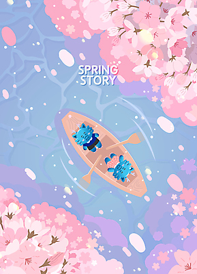 꽃잎 여유 분홍색 일러스트 사람없음 소풍 봄 보트 벚나무 승차 나룻배 힐링 봄소풍 청룡 청룡캐릭터 국내일러스트 일러캐릭터 AI파일 나무 캐릭터 계절 꽃 감정 컬러 배_교통 모션 야외활동 벚꽃 용 용캐릭터 파일형식 벡터 사방신