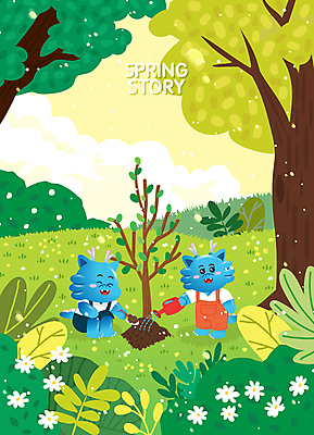 나무 구름 꽃 일러스트 들기 사람없음 초록색 소풍 봄 물뿌리개 풀 물주기 묘목 봄소풍 심기 청룡 청룡캐릭터 국내일러스트 일러캐릭터 AI파일 자연요소 식물 캐릭터 계절 컬러 모션 야외활동 용 용캐릭터 파일형식 벡터 사방신