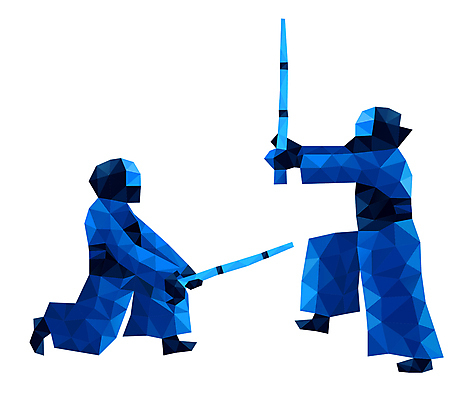 전신 일러스트 운동선수 사람 두명 파란색 운동 경쟁 검도 검도선수 승부 폴리곤 국내일러스트 AI파일 스포츠 컬러 컨셉 건강 격투기 파일형식 벡터