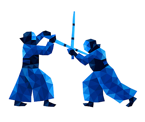전신 일러스트 운동선수 사람 두명 파란색 운동 경쟁 검도 검도선수 승부 폴리곤 국내일러스트 AI파일 스포츠 컬러 컨셉 건강 격투기 파일형식 벡터