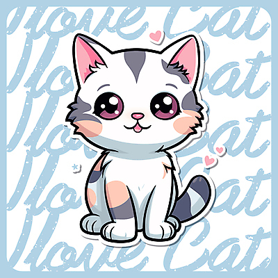 동물 한마리 동물캐릭터 하늘색 일러스트 앉기 사람없음 귀여움 고양이 고양이캐릭터 일러캐릭터 AI파일 캐릭터 1 컨셉 포유류 모션 파란색 반려동물 파일형식 벡터