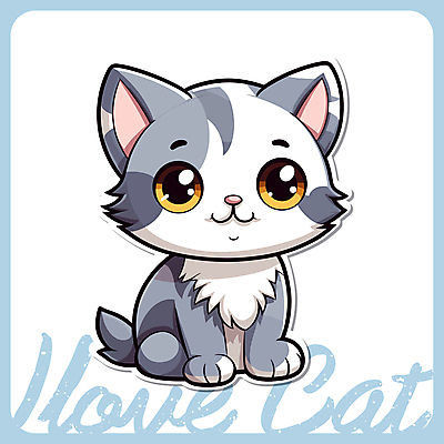 동물 한마리 동물캐릭터 하늘색 일러스트 앉기 사람없음 귀여움 고양이 고양이캐릭터 일러캐릭터 AI파일 캐릭터 1 컨셉 포유류 모션 파란색 반려동물 파일형식 벡터