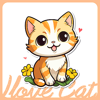 동물 한마리 동물캐릭터 일러스트 앉기 사람없음 귀여움 주황색 고양이 고양이캐릭터 일러캐릭터 AI파일 캐릭터 1 컬러 컨셉 포유류 모션 반려동물 파일형식 벡터