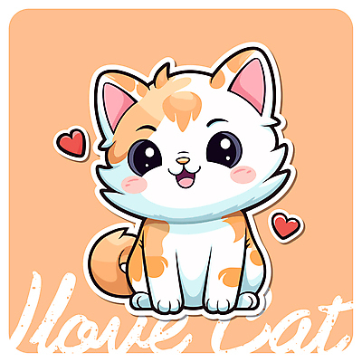 동물 한마리 동물캐릭터 일러스트 앉기 사람없음 귀여움 주황색 고양이 고양이캐릭터 일러캐릭터 AI파일 캐릭터 1 컬러 컨셉 포유류 모션 반려동물 파일형식 벡터