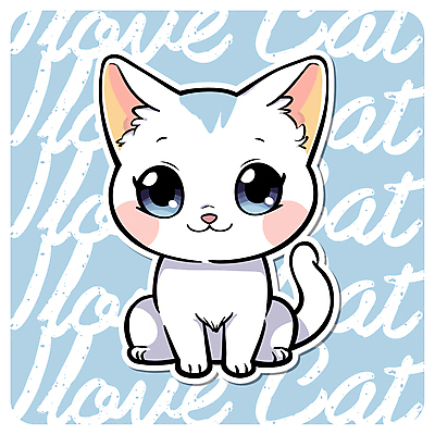 동물 한마리 동물캐릭터 하늘색 일러스트 앉기 사람없음 귀여움 고양이 고양이캐릭터 일러캐릭터 AI파일 캐릭터 1 컨셉 포유류 모션 파란색 반려동물 파일형식 벡터