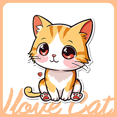 동물 한마리 동물캐릭터 일러스트 앉기 사람없음 귀여움 주황색 고양이 고양이캐릭터 일러캐릭터 AI파일 캐릭터 1 컬러 컨셉 포유류 모션 반려동물 파일형식 벡터