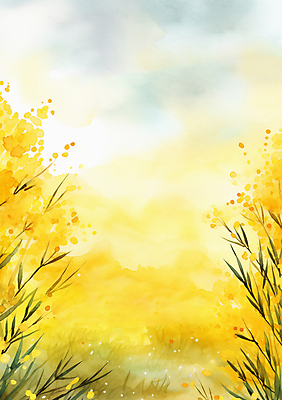 JPG 백그라운드 일러스트 수채화 따뜻함 풍경 사람없음 여름 노란색 봄 개나리 화사함 봄배경 국내일러스트 AI일러스트 AI콘텐츠 계절 꽃 컬러 컨셉 파일형식