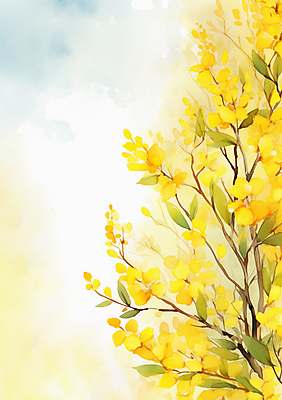 JPG 백그라운드 일러스트 수채화 따뜻함 풍경 사람없음 여름 노란색 봄 개나리 화사함 봄배경 국내일러스트 AI일러스트 AI콘텐츠 계절 꽃 컬러 컨셉 파일형식