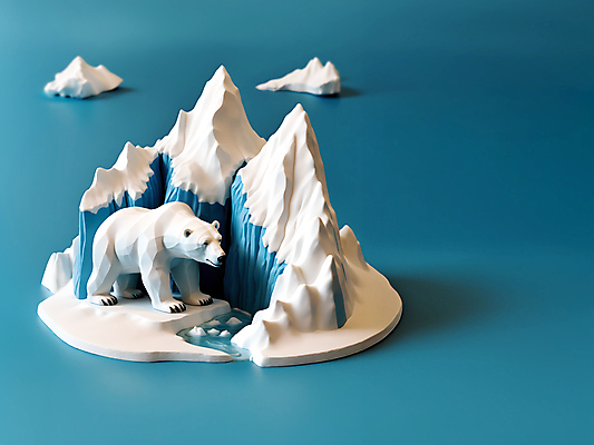 JPG 편집이미지 자연 풍경 사람없음 파란색 3D 얼음 흰색 눈 북극 입체 디지털합성 북극곰 빙하 점토 편집소스 설산 편집3D AI컴퓨터그래픽 AI콘텐츠 자연요소 컬러 곰 날씨 산 극지방 생태계 파일형식